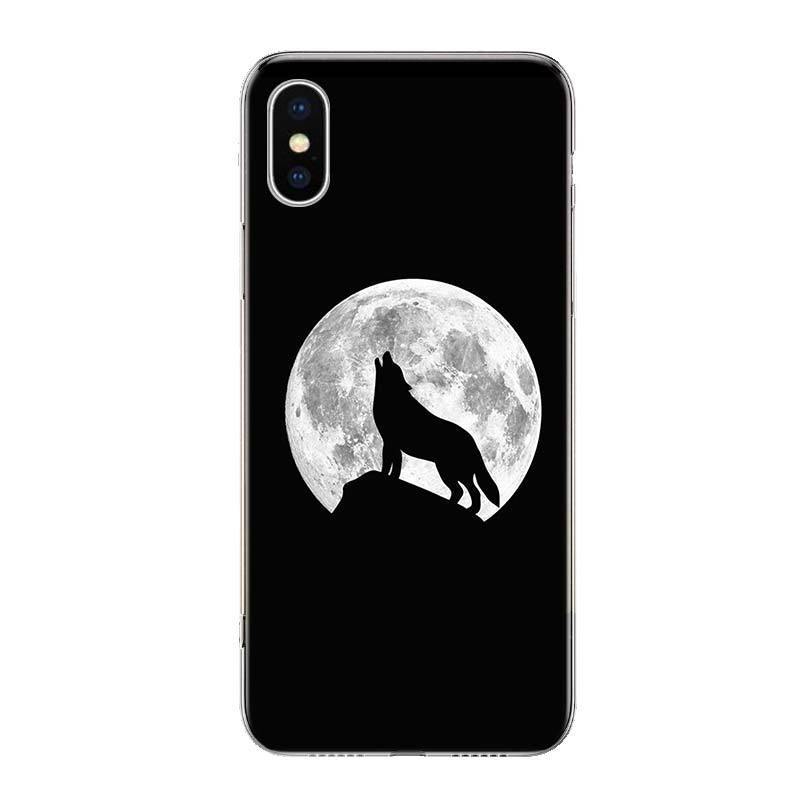 Coque Loup pleine lune Apple iphone 12 11 ... - Loups-Anges