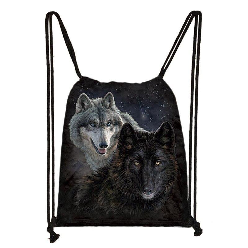 Sac de gymnastique Loup noir et loup gris - Loups-Anges