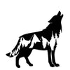 Sticker silhouette loup paysage de montagne