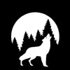 Sticker silhouette loup bois de sapins